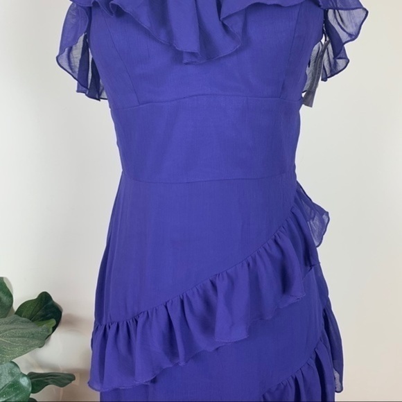 💋A.B.S. Ruffle mini blue purple dress size XS - Picture 10 of 16